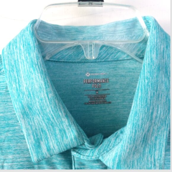 Member’s Mark Men’s Polo Shirt Sz XL NWT Heather Turquoise 4-Way Stretch UPF - Picture 6 of 14